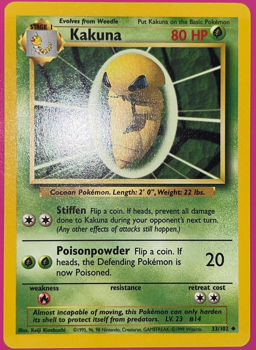 Pokémon TCG Kakuna Base Set 33/102 Regular Unlimited Uncommon