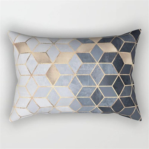 Marble Geometric Polyester Pillowcase Rainbow Gold Line Art Cushion Cover Stripe - Picture 26 of 71
