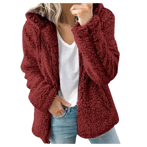 Women Teddy Bear Fluffy Coat Zip Up Winter Cardigan Fleece Hoody Jacket Outwear - Picture 22 of 32