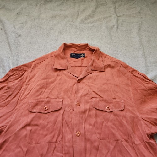 Nat Nast Shirt Mens Large Coral Doc Mackenzies Custom Embroidered Button Down - Picture 3 of 11