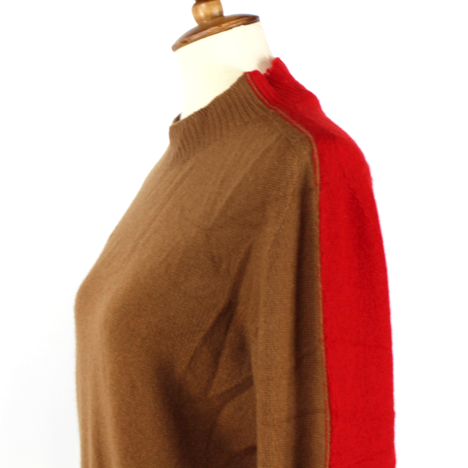 Essentiel Antwerp Cama Two Tone Cashmere Sweater Brown Red Pullover Size L image 3