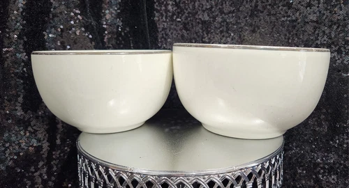 Vtg SET 2 HEAVY OVENPROOF BALLERINA 22 Carat PLATINUM Serving NESTING BOWLS
