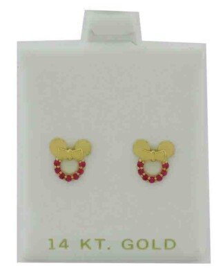 LAB CREATED RUBIN OHRSTECKER 14K GOLD - Schraubverschluss - Neu mit Etikett