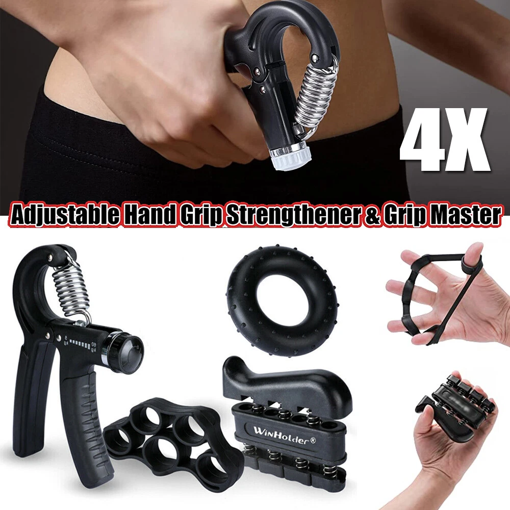 4pcs Hand Grip Strength Power Trainer Gripper Strengthener Adjust Exerciser Set