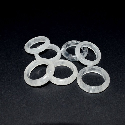 Natürlicher weißer Kristallring Quarz Edelstein Runder Ring Reiki Schmuck Heilung Geschenk - Bild 6 von 14