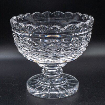 READ Waterford Crystal Georgian Strawberry Master Cutter Footed Sugar Candy Bowl