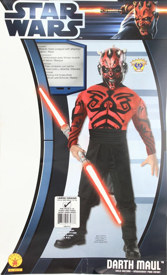 Star Wars Darth Maul Disfraz Completo Niños Talla Grande 12-14 Traje de Halloween Foto 2 de 4