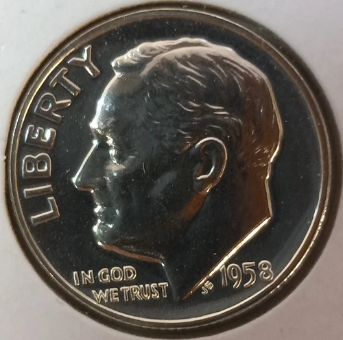 1958-P Roosevelt 90% Silver Dime CHOICE BU-  Full Torch Bands! Mint Luster