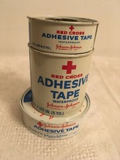 Vintage Lot of 3 JOHNSON & JOHNSON Adhesive Tape Tins 1/2"  1/2" & 2"