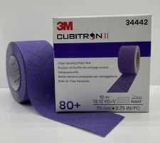 3M 34442 Cubitron II Hookit Clean Sanding Sheet Roll, 80+ grade, 70 mm x 12 m
