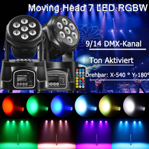 2 Stk LED Moving Head 7x15 Watt Mini Wash Bühnenlicht RGBW 4in1 Event DJ Effekt - Afbeelding 1 van 14