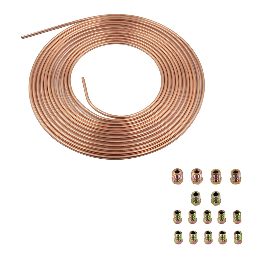 2X Kit de Tubulação de Linha de Freio de Cobre Níquel 3/16"Od 25Ft Rolo de Bobina Encaixes Universais - Imagem 3 de 4