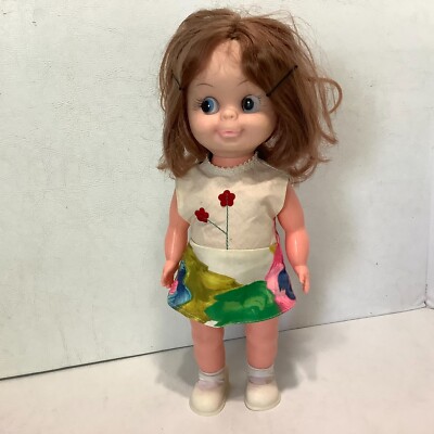 Vintage Hong Kong Doll #754 11'' Tall Brown Hair Blue Eyes