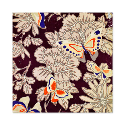 Stoff Muster Design Schmetterlinge Blumen Wandbild Leinwanddruck 24 x 24 Zoll