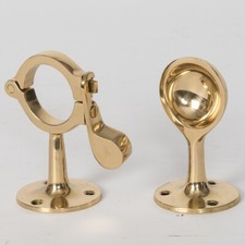 SOLID BRASS SHORT CHURCH PEW BRACKETS TO HOLD PROCESSIONAL CROSS OR TORCH #176SH