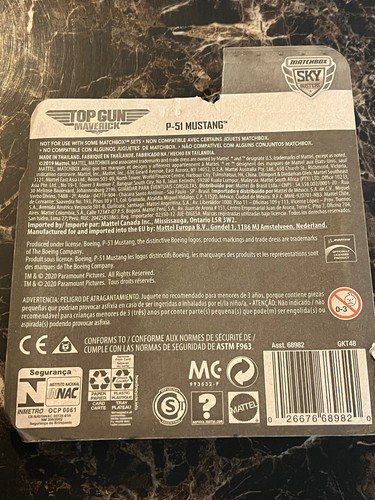RARE! Matchbox 2021 TOP GUN MAVERICK MOVIE REPLICA P-51 MUSTANG