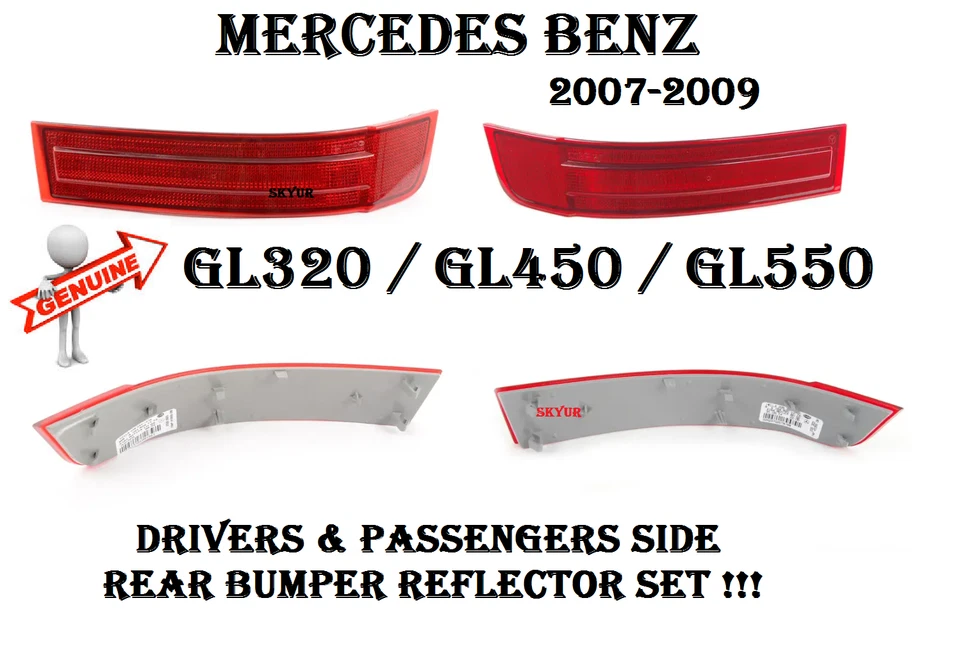 Mercedes Left & Right Rear Bumper Reflector Set GL320 GL450 GL550 GENUINE - Image 2 of 4