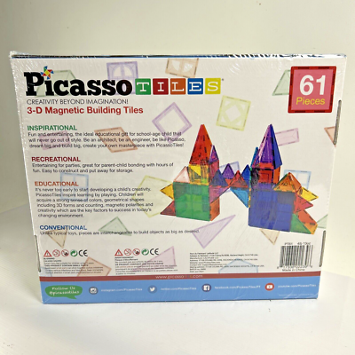 PicassoTiles 61 Piece Magnetic Building Tiles | eBay