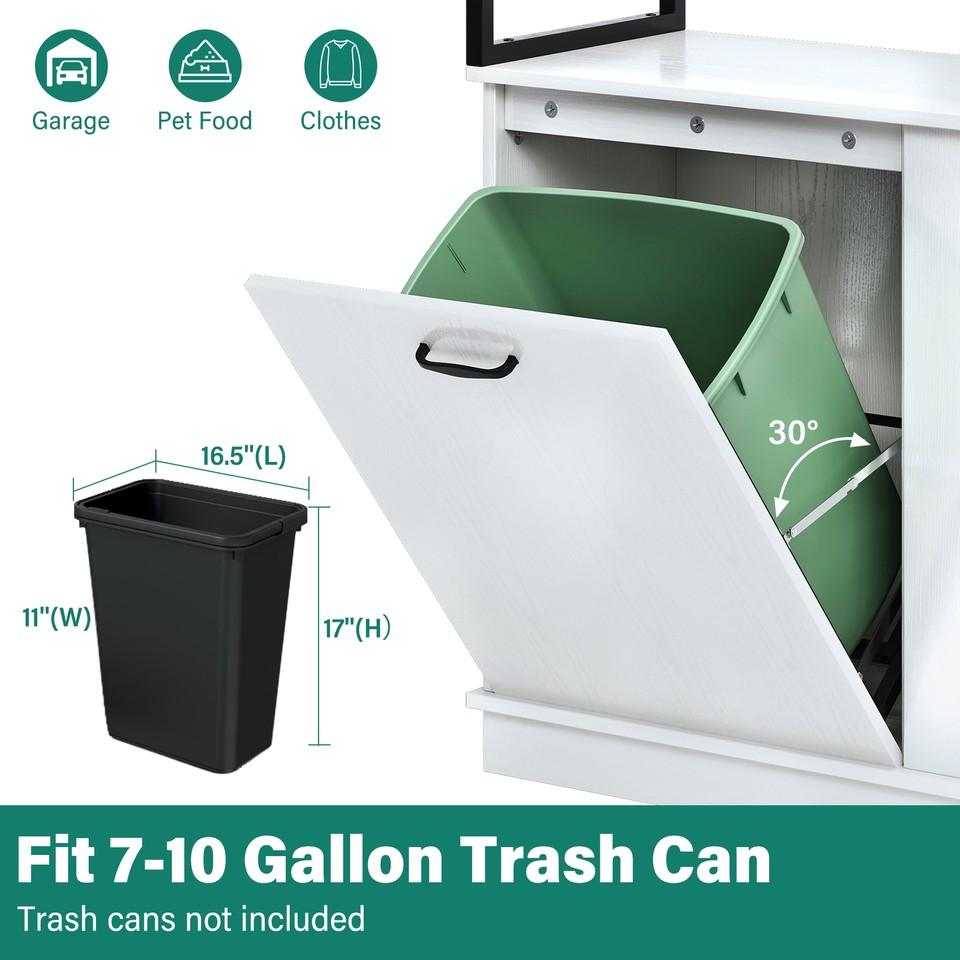 TCHOMENY Kitchen Pantry with Dual Tilt Out Trash