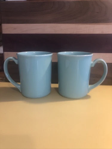 Vintage Coffee Mugs Corning Ware Corelle Cups Aqua Seafoam Green Set of 2 
