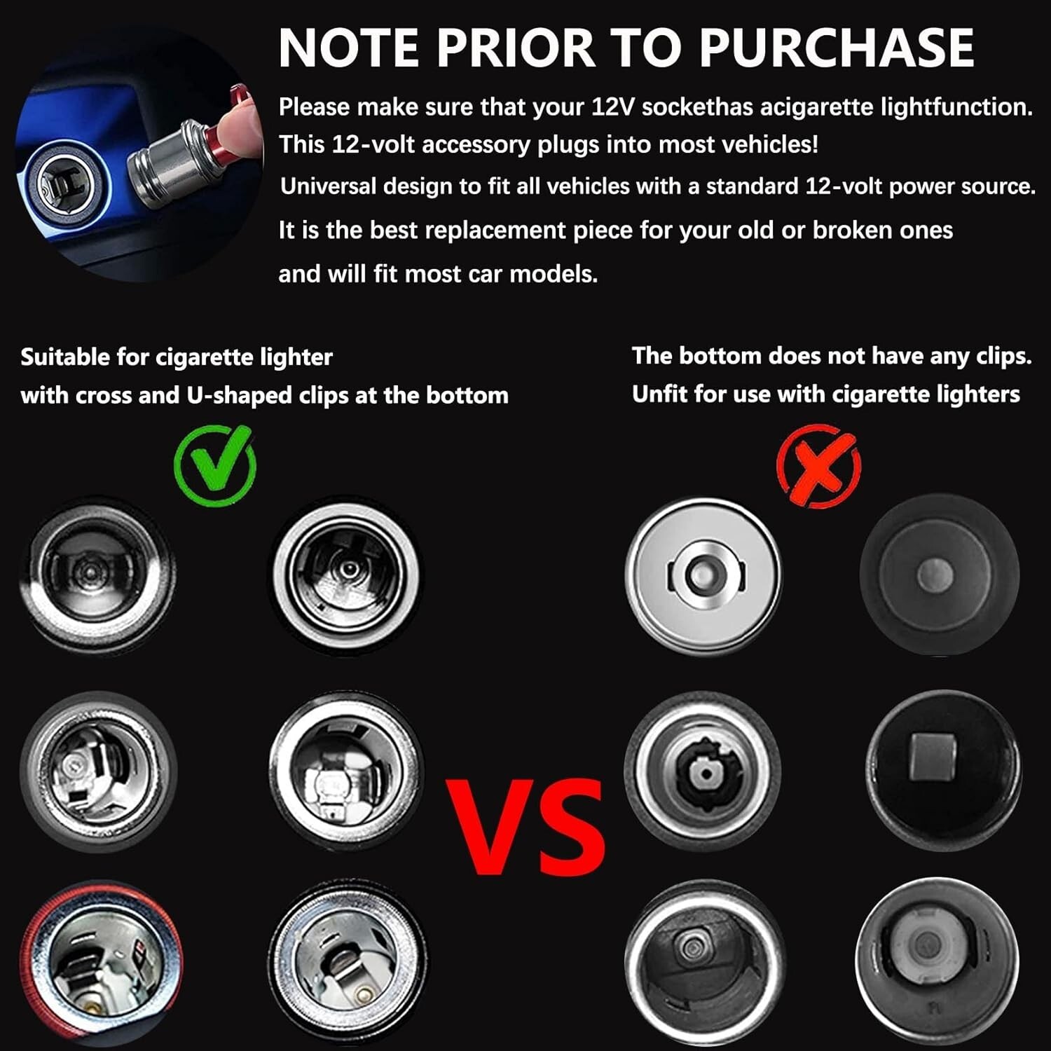 Fire Missile & Eject Button Car Cigarette Lighter 12V Lighter Plug Auto Repla...