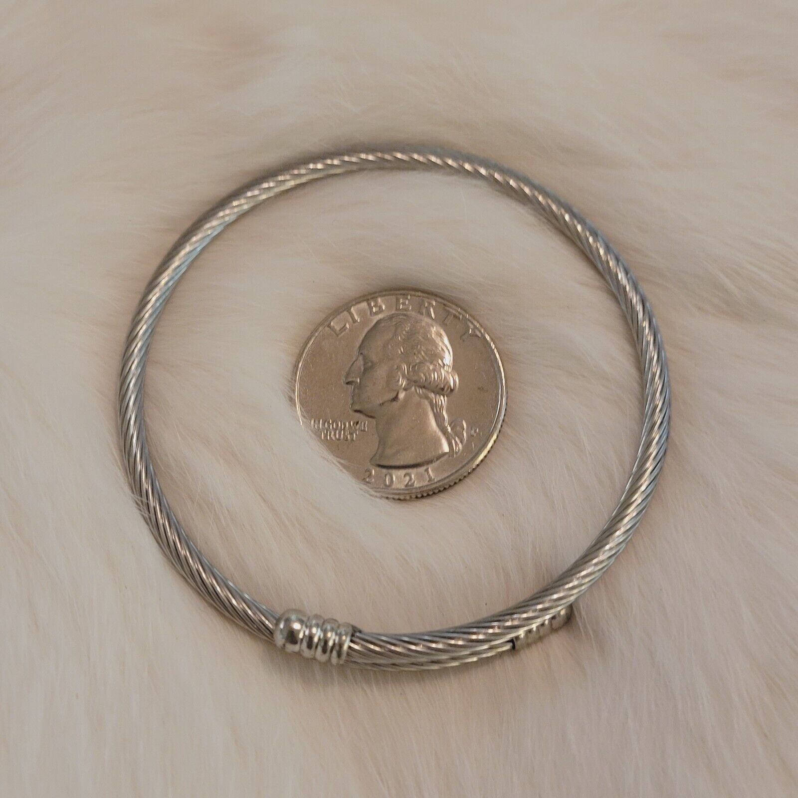 Modernist Bangle Bracelet Twisted Wire Silver Ton… - image 6