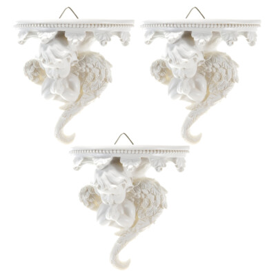 Mega Crafts - Angel Praying Poly Resin Figurine Plaque - White, Set of 3