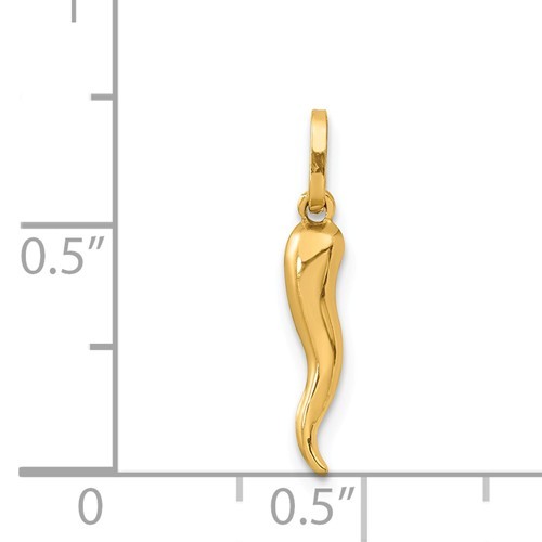 14 Karat Gelbgold kleines italienisches Horn Charm - Bild 2 von 2
