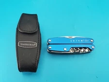 Leatherman Juice CS4 Glacier Blue Multi Tool! Retired! NICE! WITH LEATHER SHEATH