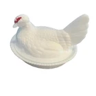 Vintage John E. Kemple Glass Works Milk Glass 7-Inch Hen On Nest
