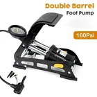 Foot Pump Double Barrel Heavy Duty Inflator For Bike Motorbike Car Van Tyre