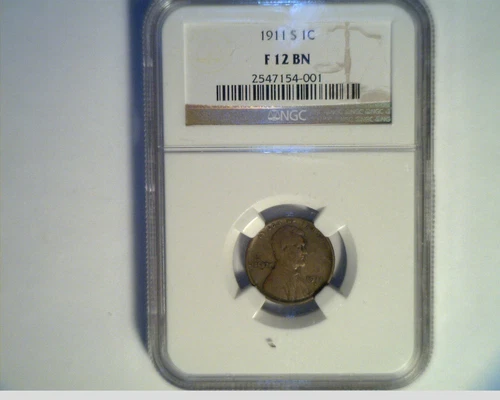 1911-S US Wheat Cent, Circulated NGC f-12, Copper (US-5781)