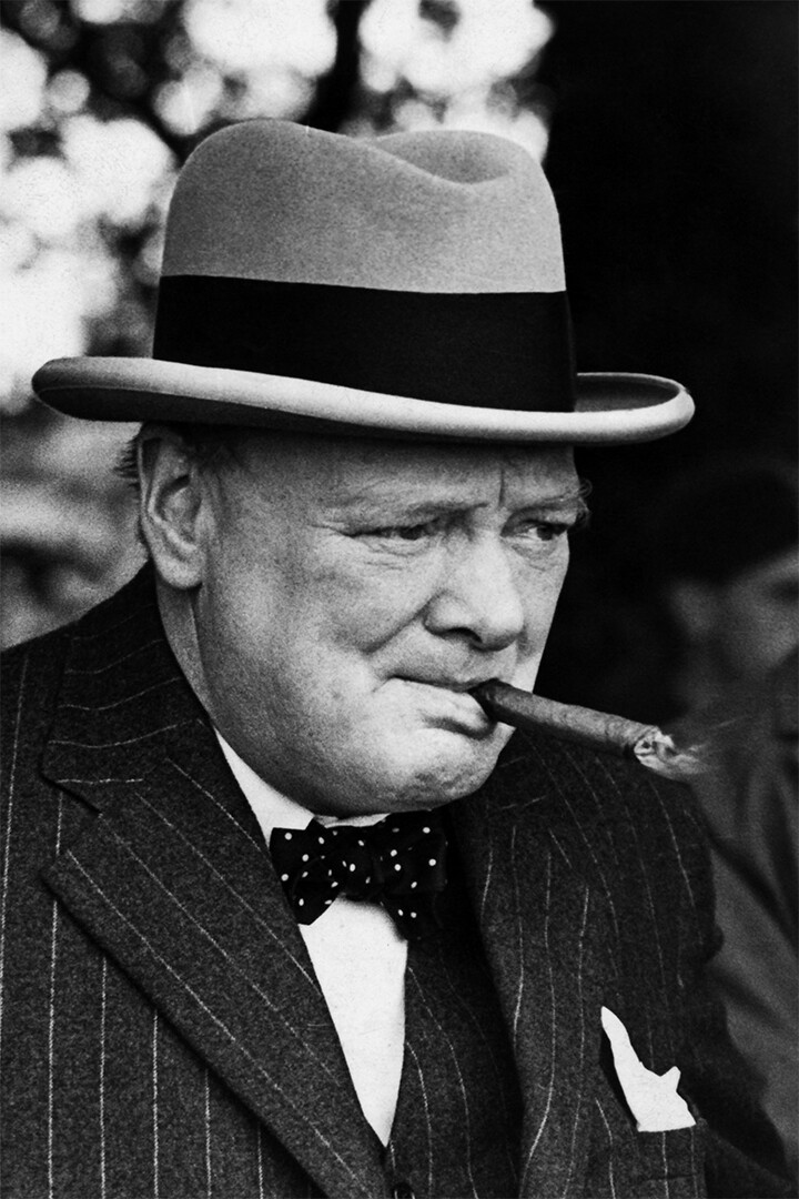 Winston Churchill Smoking Cigar Honorary Citizen Wall Art Home