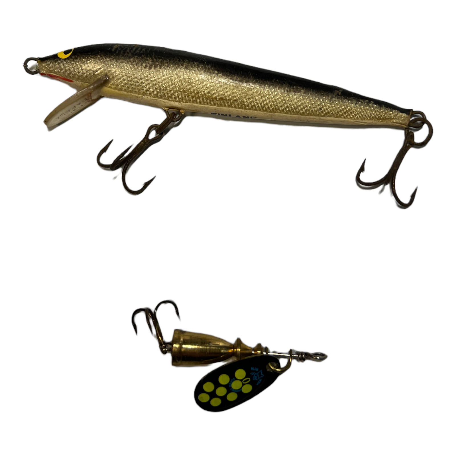 Vintage Original Rapala Wooden Metal Fishing Lures Made In Finland