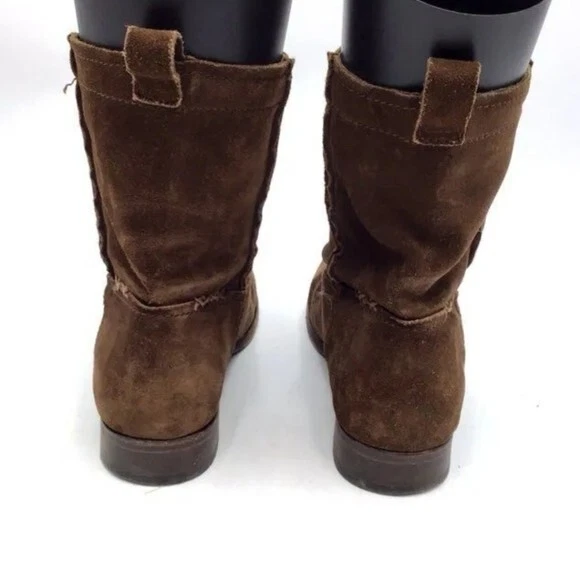 FRYE BOOTS Mujer Talla 9 Cara Corto Marrón Punta Redonda Tirar de Botines Foto 4 de 4