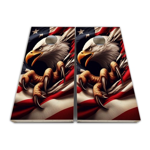Patriotischer Weißkopfseeadler Cornhole Wrap laminiert 3M Vinylfolie Set - UV geschützt - Bild 1 von 2