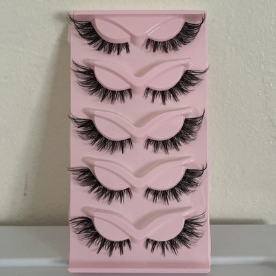 5 Pairs of Cat eye Thick False Eyelashes Wispy Fluffy Long Curly in Black NEW 