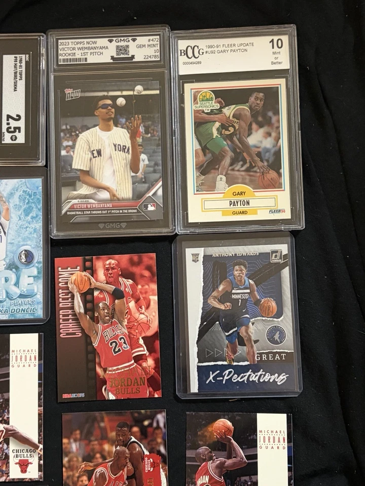Lote de tarjetas de baloncesto (13) Bird Rc Wembanyama Rc Jordan Doncic Edwards Rc Foto 2 de 4