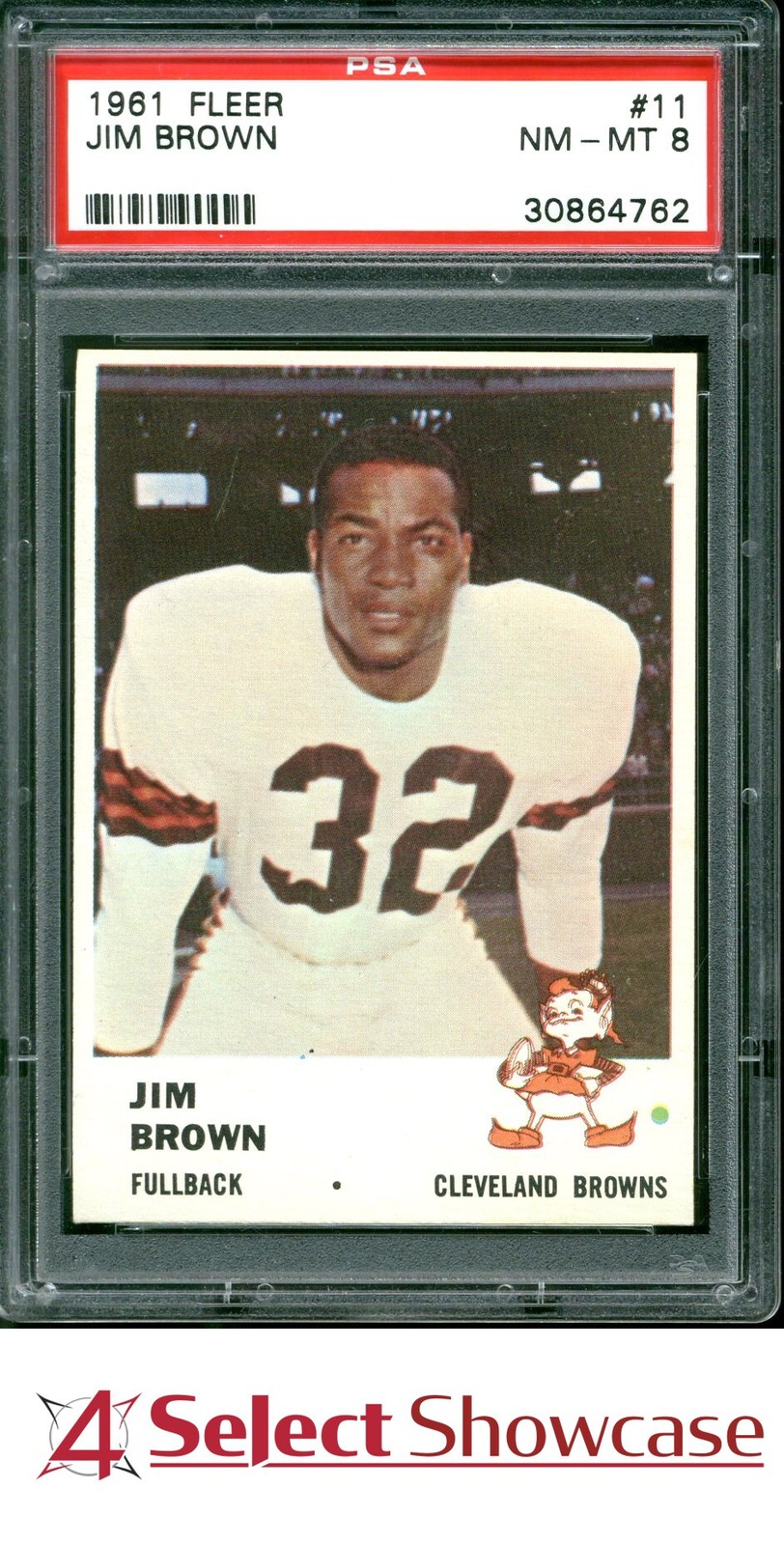 1961 FLEER #11 JIM JIMMY BROWN BROWNS HOF PSA 8