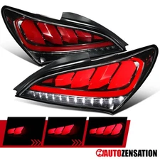 Fit 2010-2016 Hyundai Genesis Coupe Slick Black Sequential LED Tail Lights Lamps