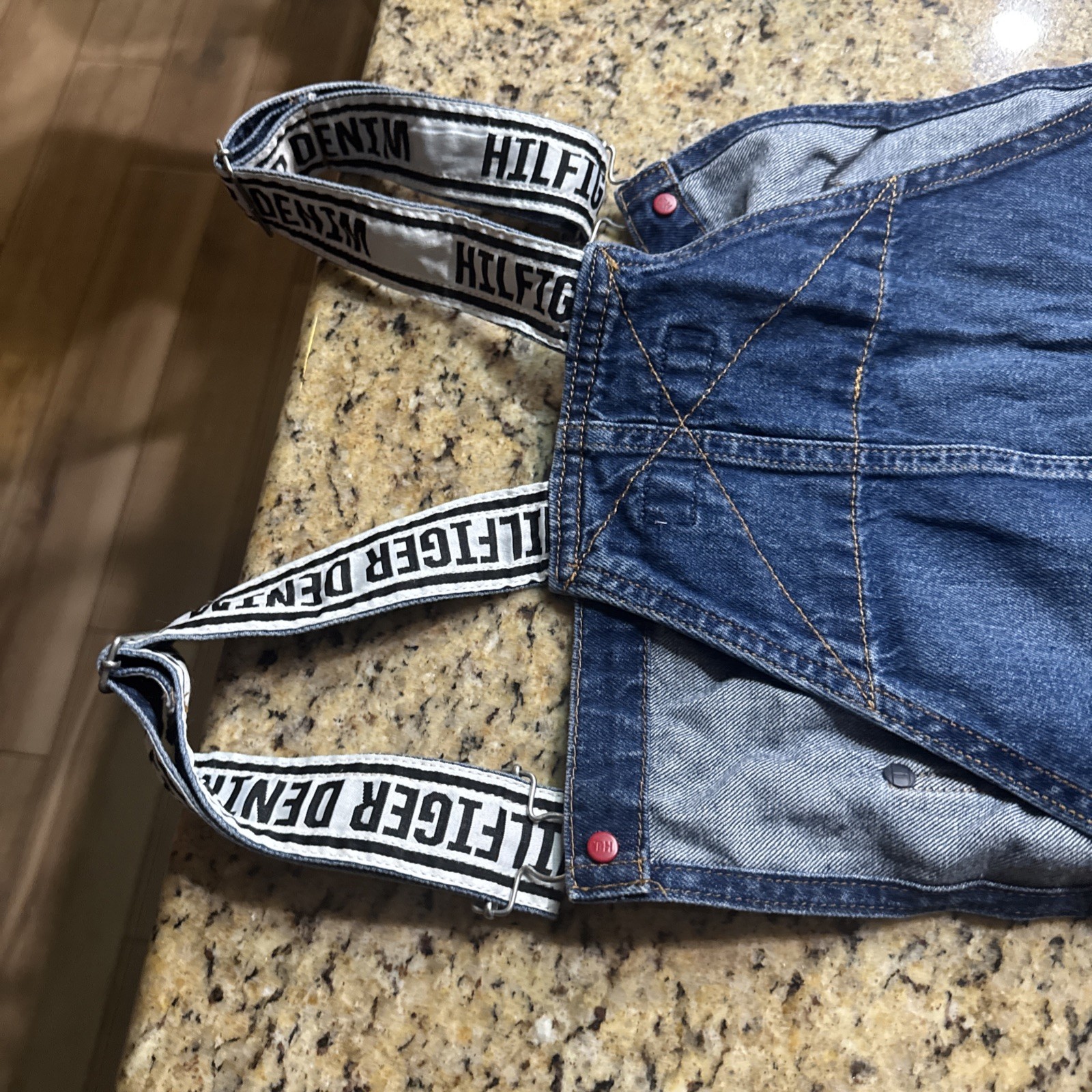 Authentic Tommy Hilfiger Cottom Denim Men Unisex Overalls Blue Wash Jumpsuit xl image 4