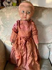 UNIS France 247 antike Vintage Biskuit Stoff Puppe angezogen - schönes Gesicht