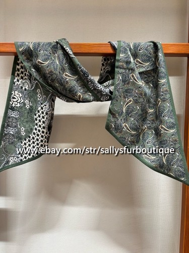 Sallys 70% Cashmere & 30% Silk Paisley Print Double Layer Ribbon Scarf 150*26cm - Picture 18 of 48