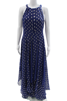 #ad #ad Aqua Womens Maxi Dress Dark Blue High Neck Tie Sleeveless 100% Polyester Size 8 $40.52