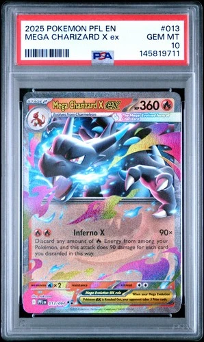 2025 POKEMON PFL EN-PHANTASMAL FLAMES #013 MEGA CHARIZARD X EX PSA 10