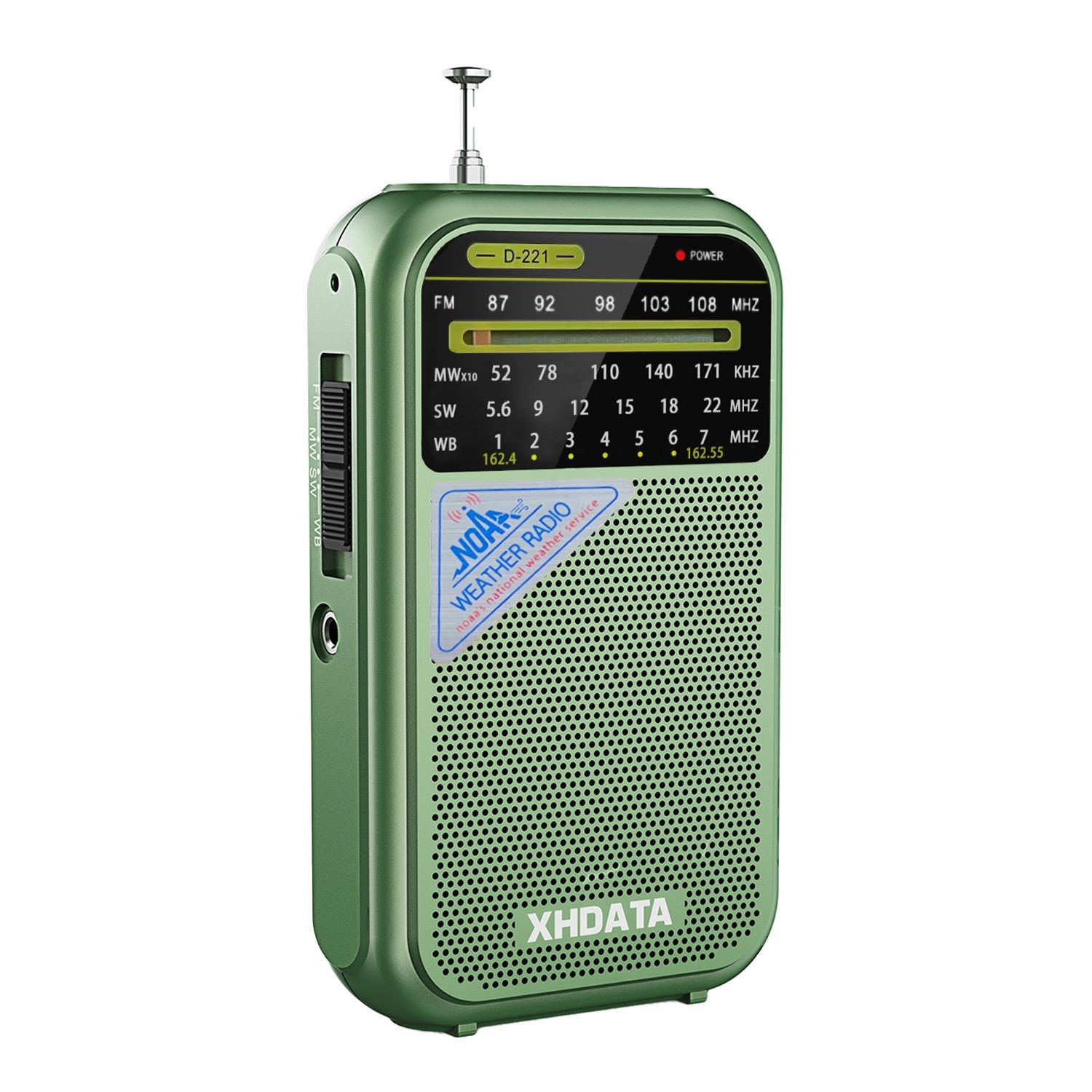 XHDATA Weather Warning Radio D221 Mini Pocket Receiver Green AM FM SW ...