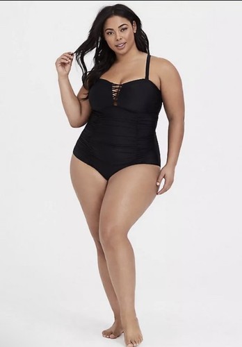 Womens Torrid BLACK WIRELESS SLIM FIX ONE-PIECE SWIMSUIT Sz 2XL Swimwear Beach - Picture 2 of 14