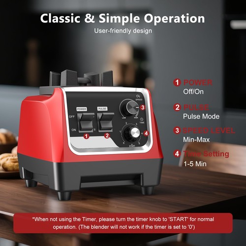 1800 W Smoothie Mixer und Mahlwerk Combo 70 Unzen Große Kapazität Arbeitsplatte Mischung... - Bild 5 von 7