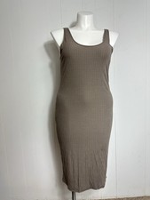 NWT Capella Women's Taupe Sz 3XL Ribbed Bodycon Midi Dress Sleeveless