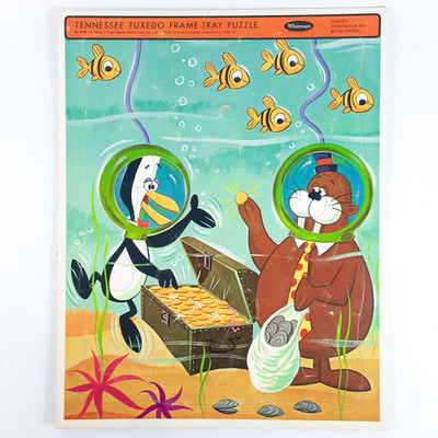 Whitman Frame-Tray Jigsaw Puzzle TENNESSEE TUXEDO the Penguin 1966 by T. TV
